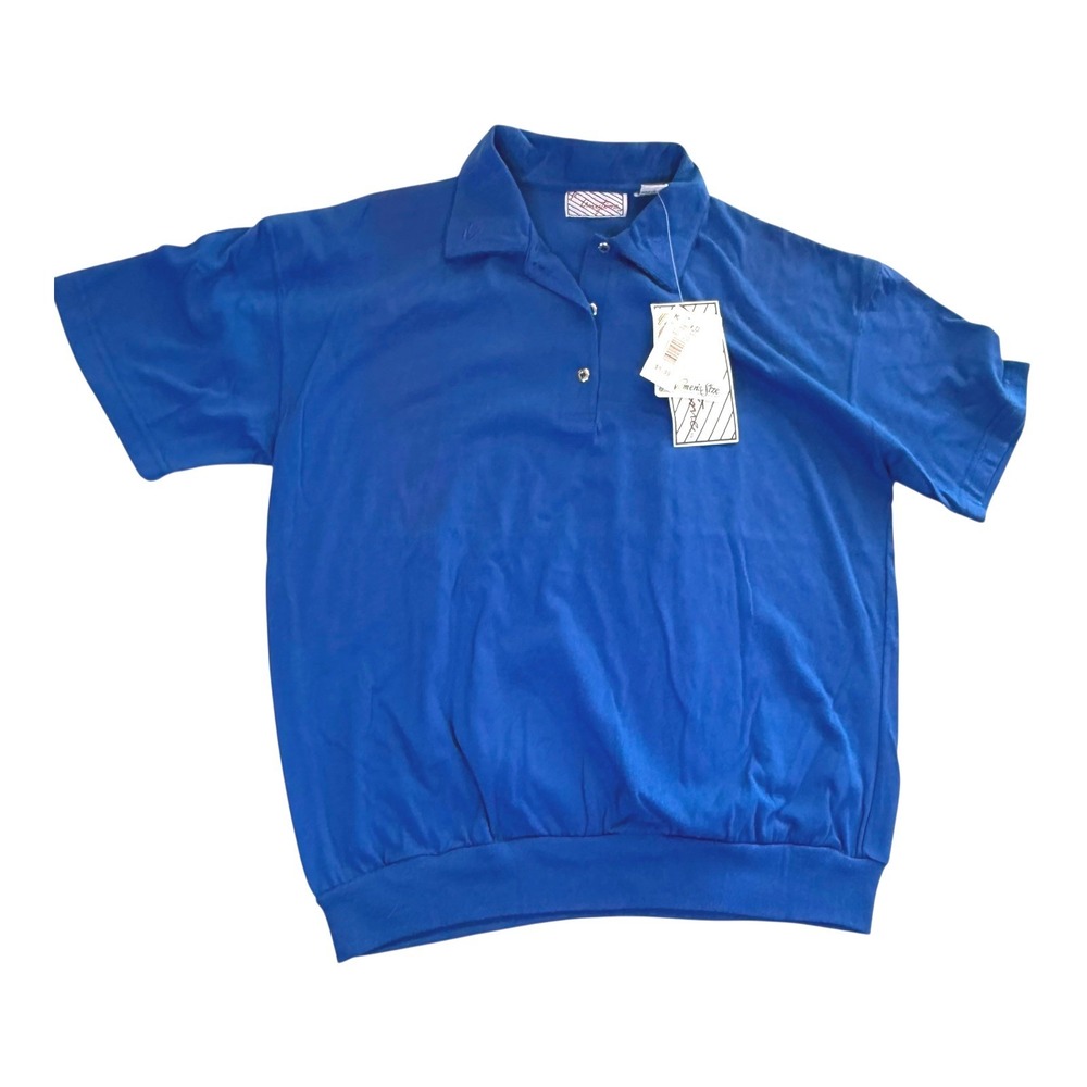 Vintage Anytime Blue Knit Polo Shirt Women's 22W 2X New With Tags
